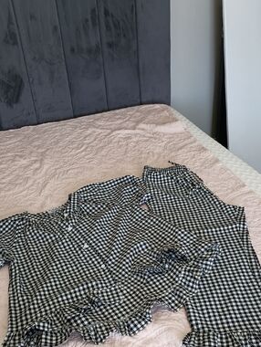 Black & White Gingham Ruffle Two-Piece Set